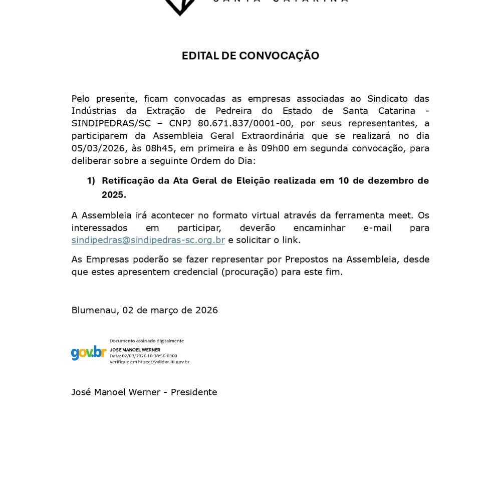 EDITAL DE CONVOCAÇÃO - RETIFICAÇÃO 